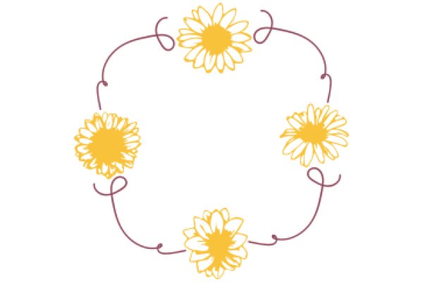 Whimsical Floral Design: A Circular Arrangement of Yellow and Purple Daisies