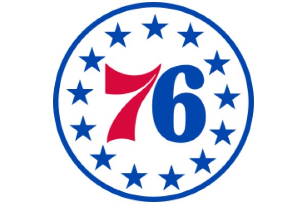 Vibrant Logo of 76 with Blue and Red Stars