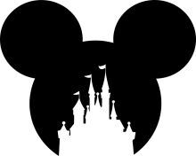 Silhouette of Mickey Mouse and a Castle