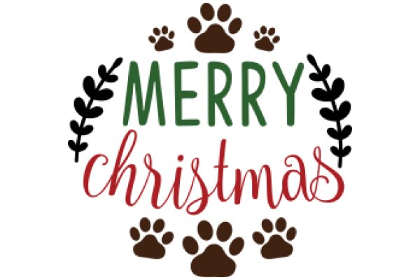 Merry Christmas: A Festive Greeting with Paw Prints and Holiday Wishes