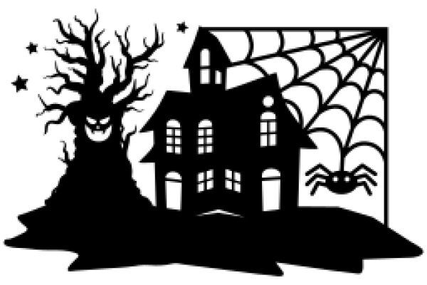 A Silhouette of a Spooky Halloween Scene