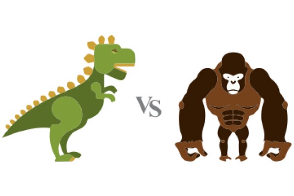 A Playful Battle Between a Dinosaur and a Chimpanzee