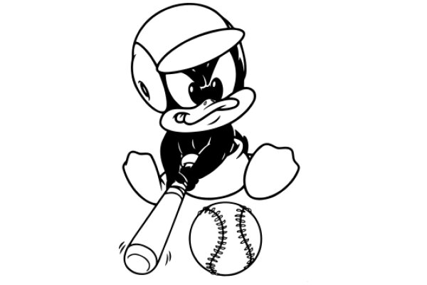 A Playful Scene of a Baseball-Loving Cartoon Character