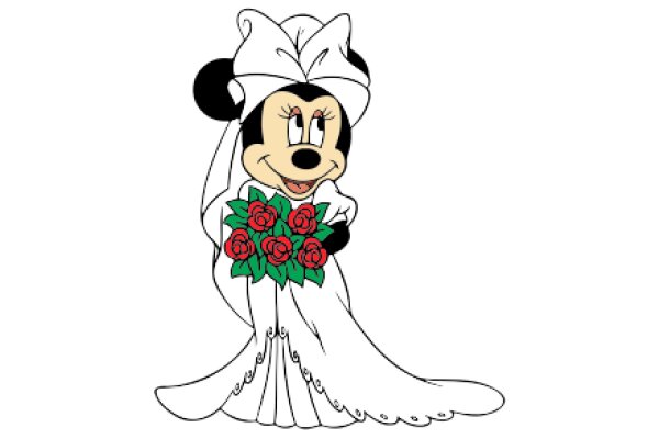 Mickey Mouse in a Wedding Dress with Flowers