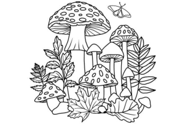 A Whimsical Collection of Mushrooms and Plants