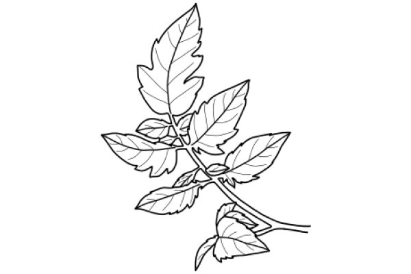 A Delicate Sketch of a Leafy Branch