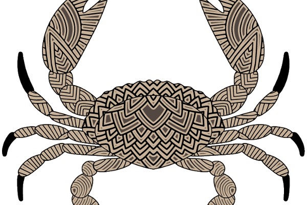 Stylized Lobster Illustration with Intricate Patterns