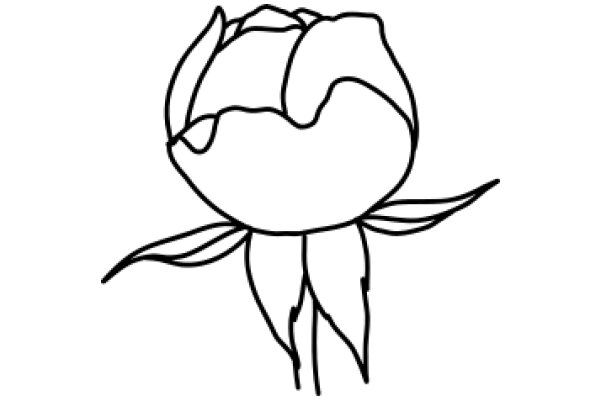 Stylized Line Drawing of a Rose