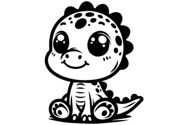 Adorable Cartoon Dinosaur with Big Eyes and a Smile