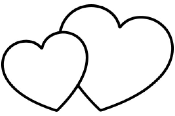 Simplistic Line Drawing of Two Hearts