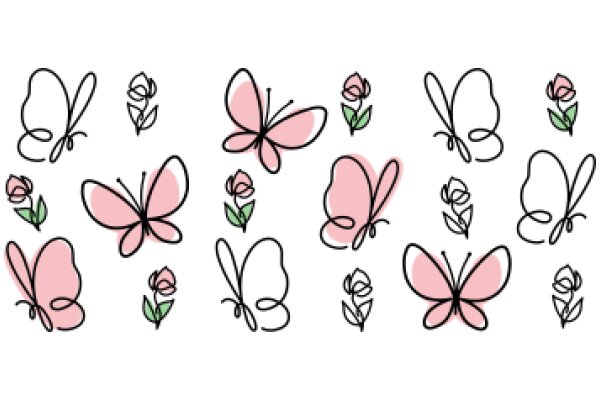 A Delightful Collection of Pink Butterflies and Flowers