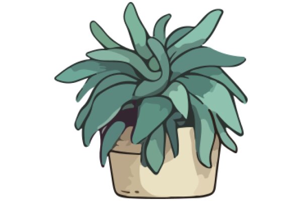 A Digital Illustration of a Potted Plant with Green Leaves