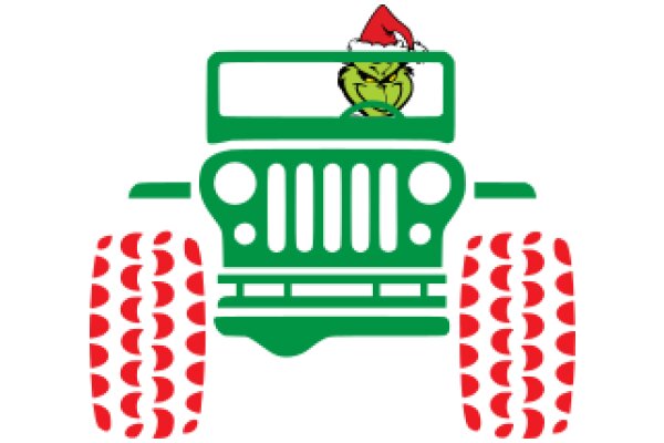 Holiday-Themed Jeep with a Grumpy Santa Hat