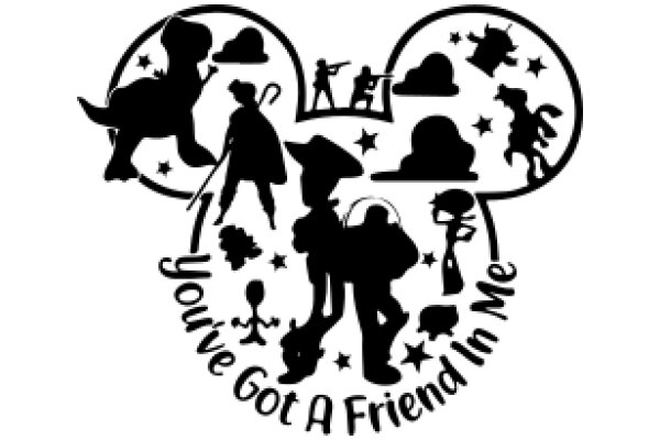 A Silhouette of a Heart, Filled with Iconic Cartoon Characters, Celebrating Friendship