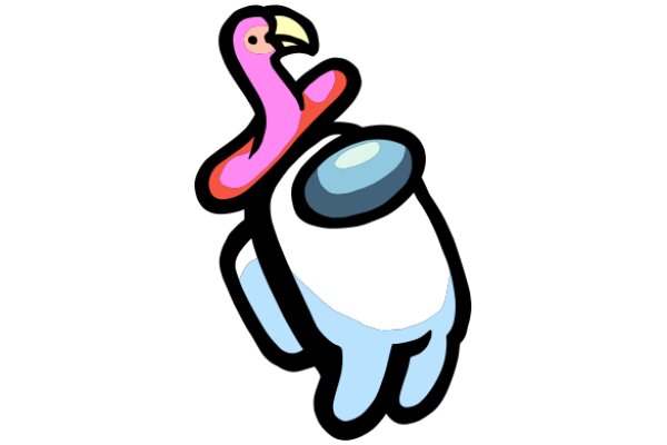 A Playful Pink Flamingo and a Blue Bird Embrace in a Cartoon Illustration