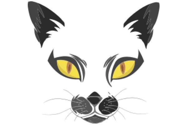 A Stylized Portrait of a Cat with Yellow Eyes