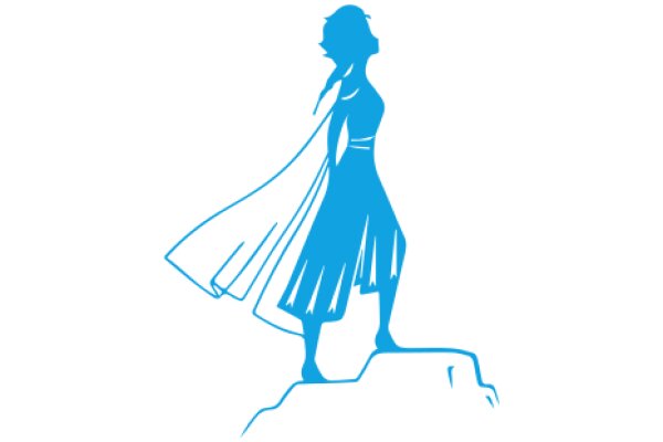 A Silhouette of a Woman in a Cape, Standing on a Rock