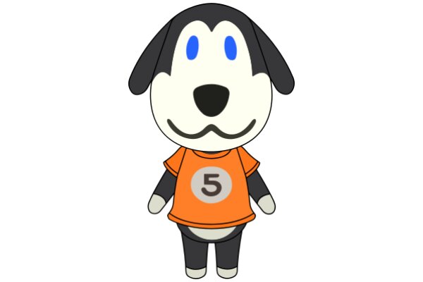 Adorable Cartoon Dog in Orange Shirt and Black Pants