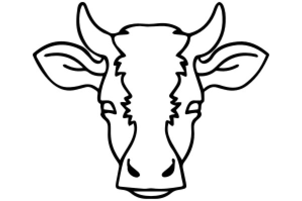 Simplistic Line Drawing of a Cow's Head