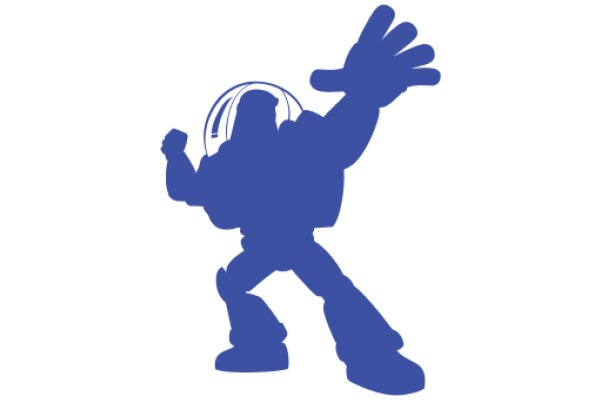 A Blue Silhouette of a Robot in a Pose of Excitement