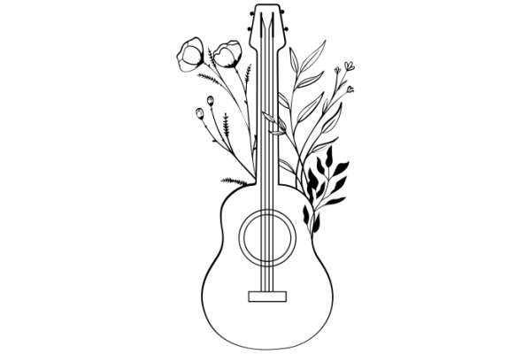 A Musical Bouquet: A Guitar with Flowering Plants