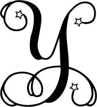 Stylized Letter Y with Swirls and Stars