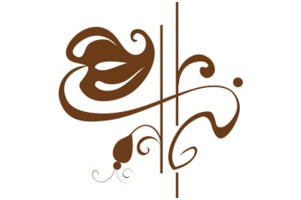 Stylized Brown Logo with Swirling Design and Flower-like Elements