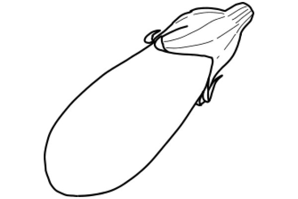 A Simple Line Drawing of a Banana with a Stem