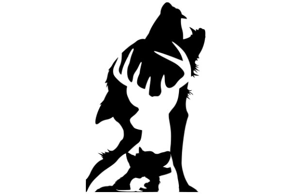 Silhouette of a Wolf and its Cub