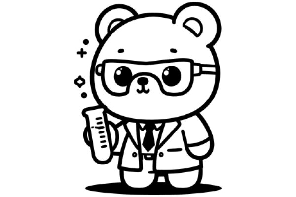 A Playful Illustration of a Bear in a Scientist's Outfit