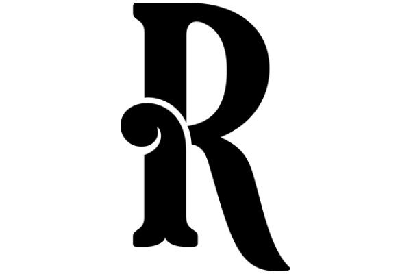 Stylized Black Letter 'R' with a Curved Tail