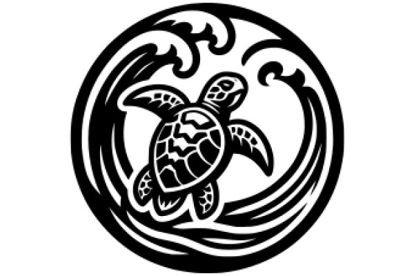 Stylized Logo of a Turtle with a Wave Design