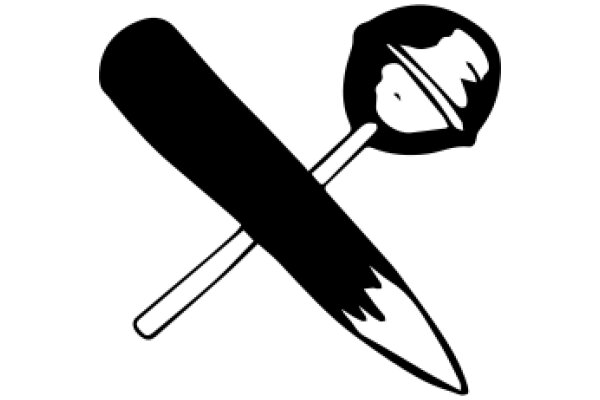 A Simple Line Drawing of a Spatula and Pan