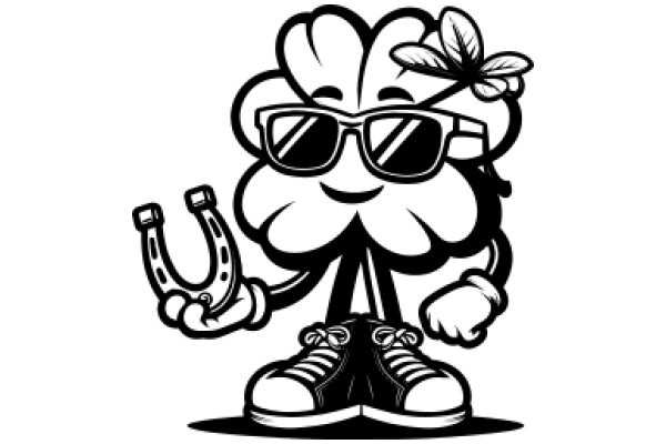 Stylish Cartoon Character with Sunglasses and a Flower