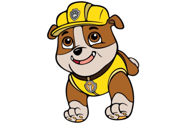 A Cute Cartoon Dog in a Construction Hat