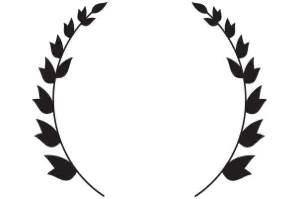 Elegant Black Laurel Wreath on White Background