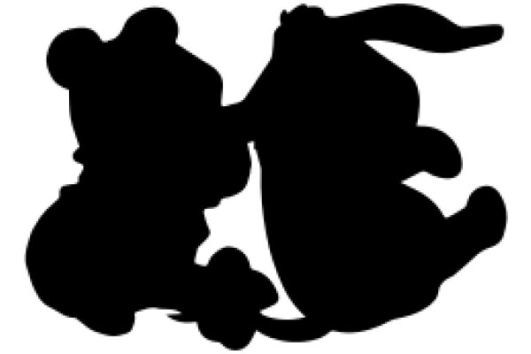 A Silhouette of Two Cartoon Characters Embracing Each Other