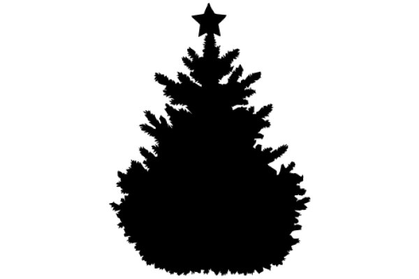 Silhouette of a Christmas Tree with a Star on Top