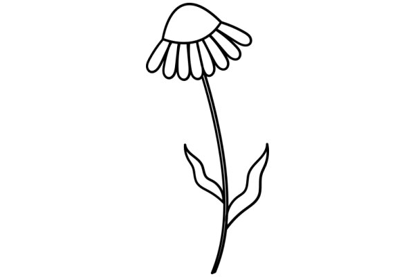 Simplistic Line Drawing of a Flower