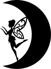 Silhouette of a Female Fairy with a Moon in the Background