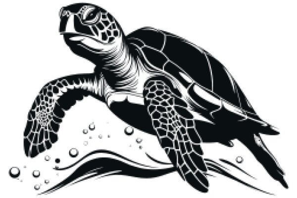 Stylish Illustration of a Sea Turtle in Motion