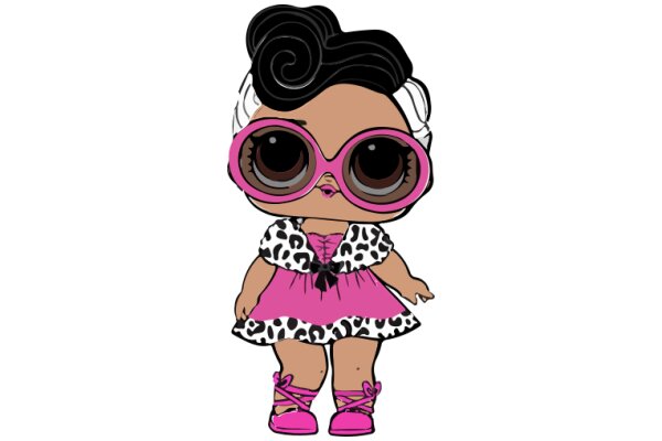 Stylish Cartoon Character with Pink Hair and Pink Glasses