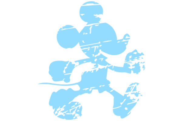 Stylized Blue Silhouette of a Character with a Ball