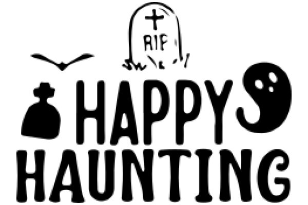 A Pixelated Logo for 'Happy Haunting' with a Ghostly Touch