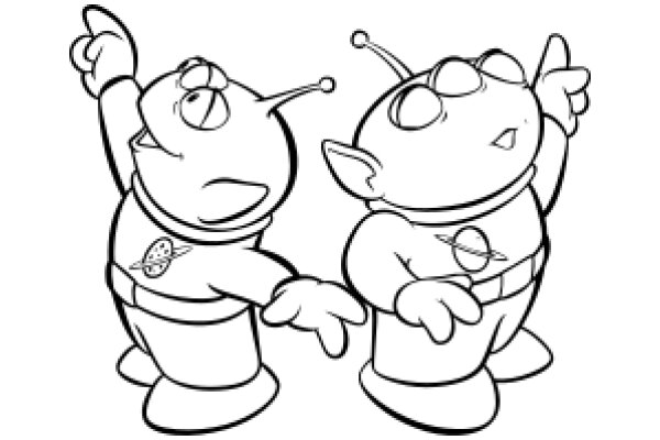 A Playful Encounter: Two Aliens in a Friendly Gesture