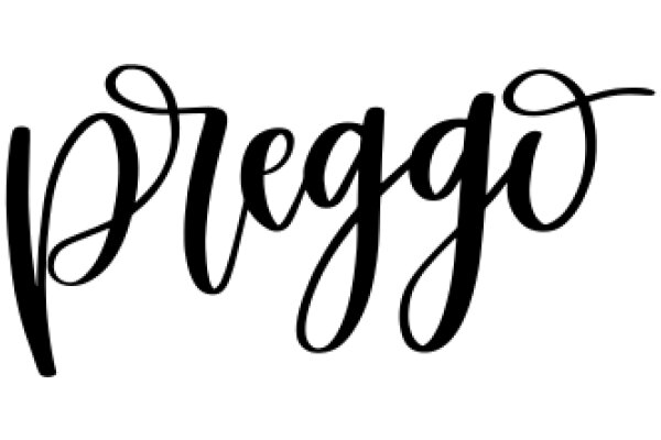 Stylish Black Calligraphy Text: 'PREGGO' on a White Background