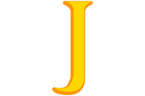 Vibrant Yellow Letter J on a White Background