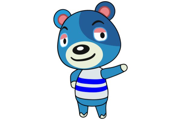 A Friendly Blue Bear with a Smile and a Wave