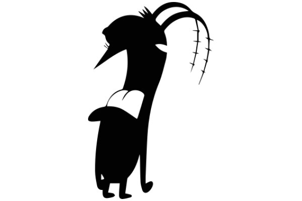 A Silhouette of a Character with Antlers, Standing on Two Legs