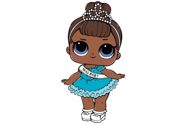 A Stylish Cartoon Character in a Blue Dress and Tiara